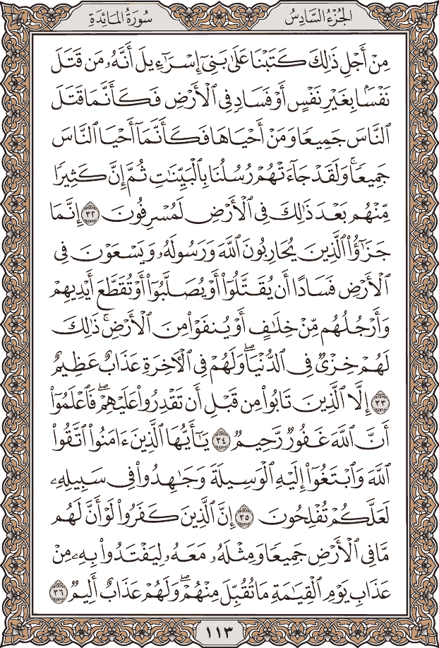 صفحة ١١٣ من المصحف