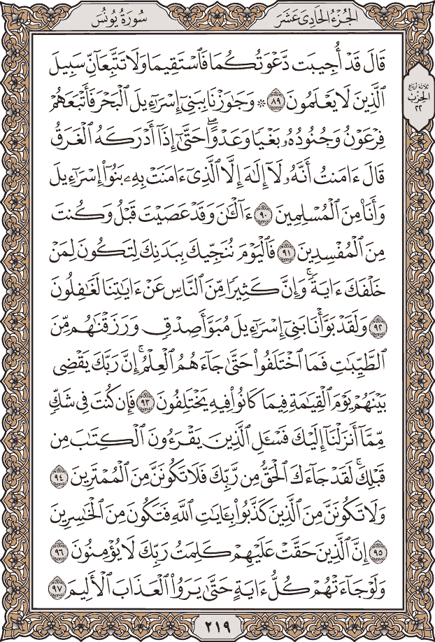 صفحة ٢١٩ من المصحف
