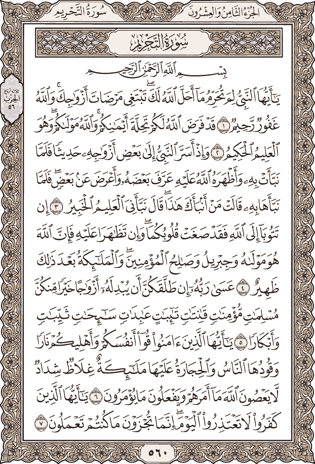 صفحة ٥٦٠ من المصحف